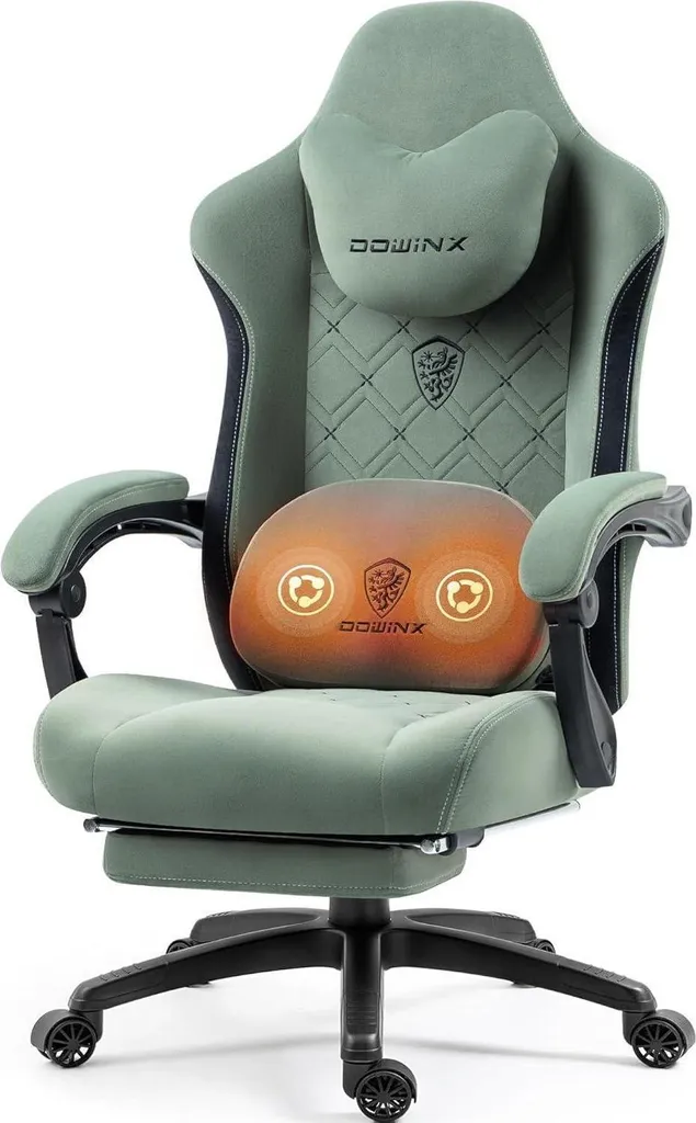 Siège de Bureau Gaming Dowinx Massage Lombaire et Tissu Gris Respirant