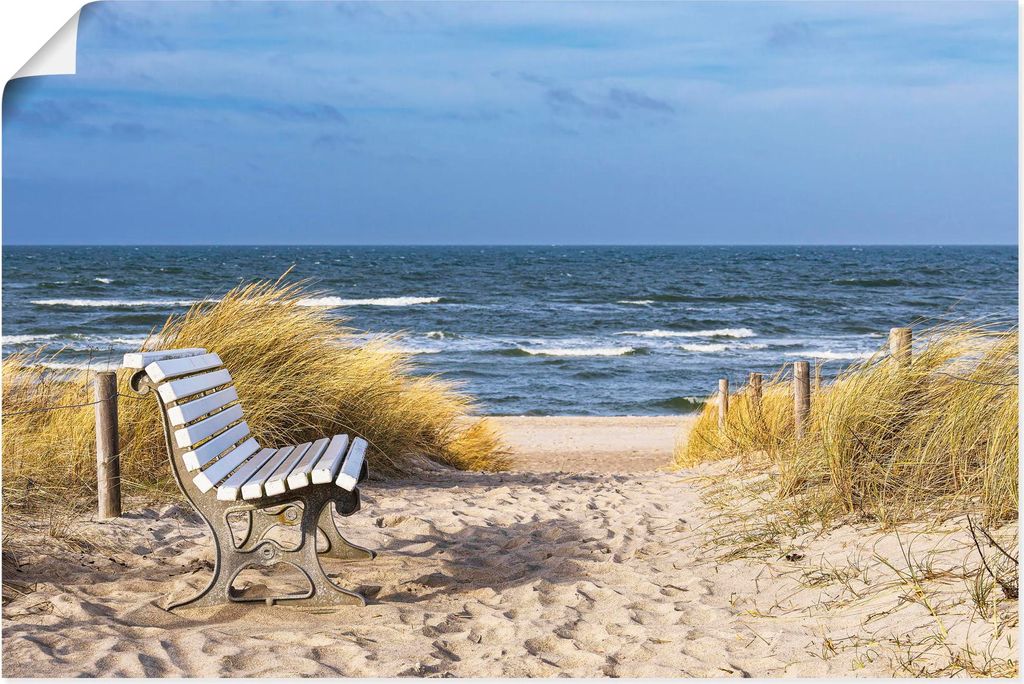 ARTland Poster Strand mit Sitzbank Ostsee, Graal Müritz Größe: 60x40 cm