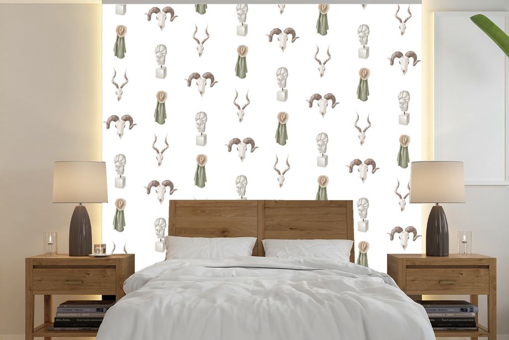 MuchoWow Fototapete für Wohnzimmer oder Schlafzimmer Wandtapete Vinyl Motivtapete Dekoration - Grau - Muster - 240x240 cm - Schlafzimmer-Tapete