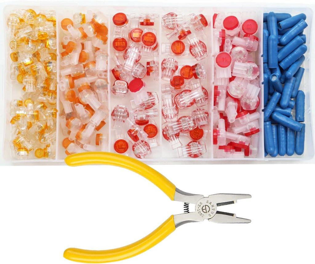 Drahtverbinder-Sortimentskit beinhaltet UY / K1, UY2 / K2, UR / K3, UR2 / K3 und UG / K5 Draht-Stoßverbinder mit Crimpzange