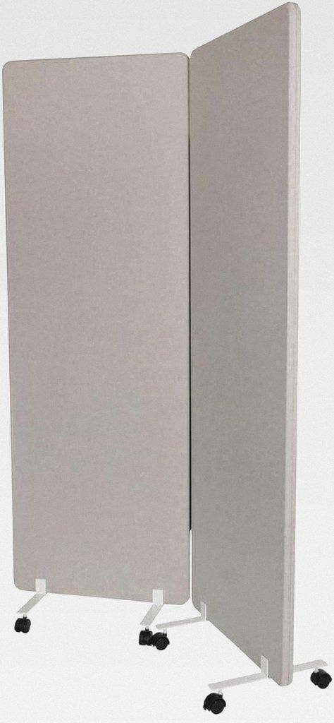 Mobile Akustik Trennwand 2er Set 177 x 60 cm FLEXMIUT 1 Stoff Raumteiler mit Rollen & Gleiter, Grau