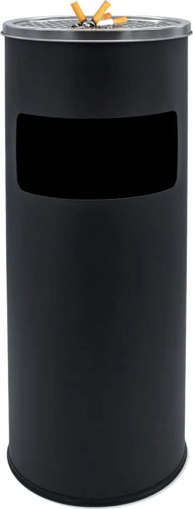 Poubelle cendrier colonne XL en métal noir pour extérieur et intérieur