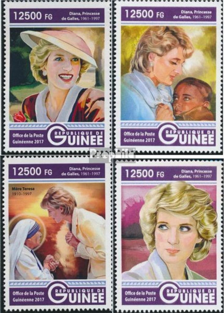 Briefmarken Guinea 2017 Mi 12396-12399 (kompl. Ausgabe) postfrisch Prinzessin Diana