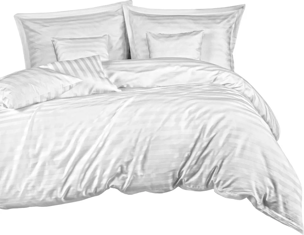 Linge de lit 140x200 blanc en satin de coton et bambou avec sa taie
