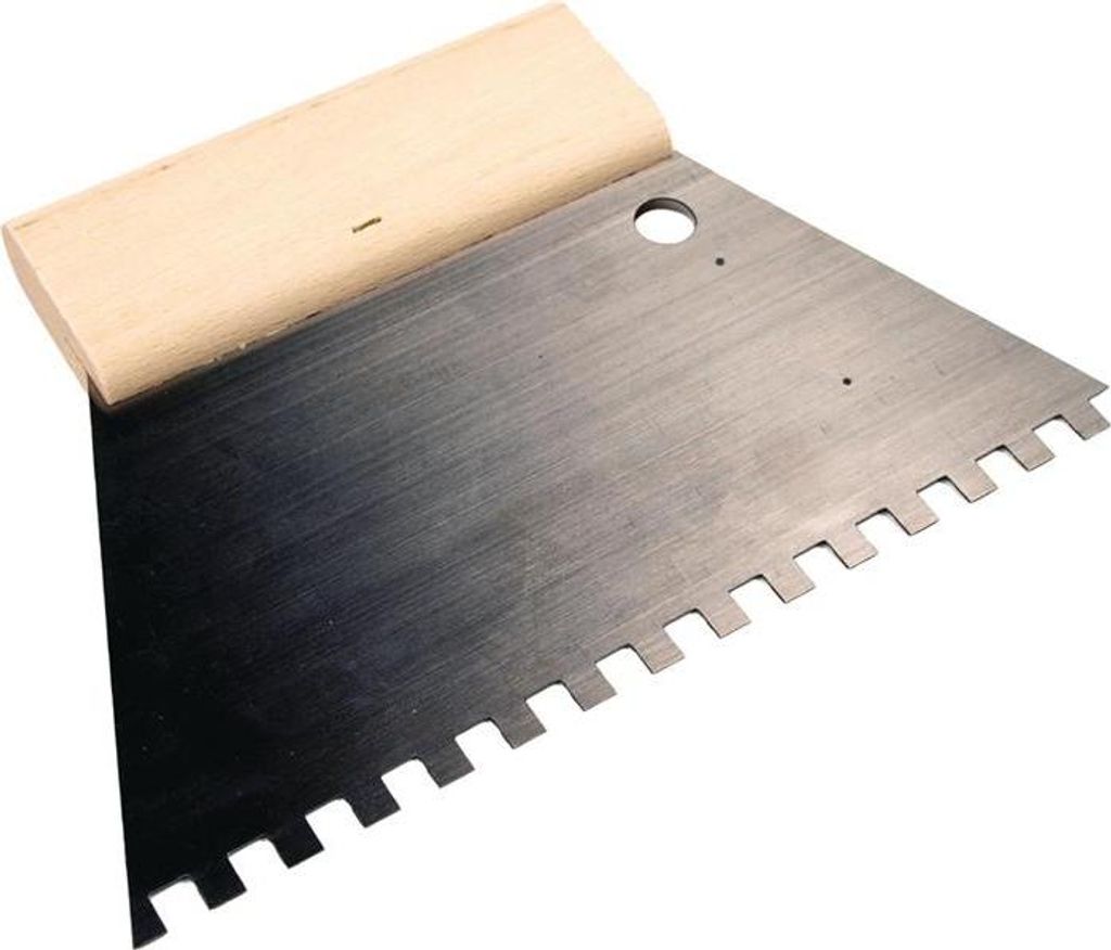 Kleberspachtel Lnge 180 mm Breite 180 mm Zahnung 8x8 mm rostfreier Edelstahl C4 Buchenholzgriff