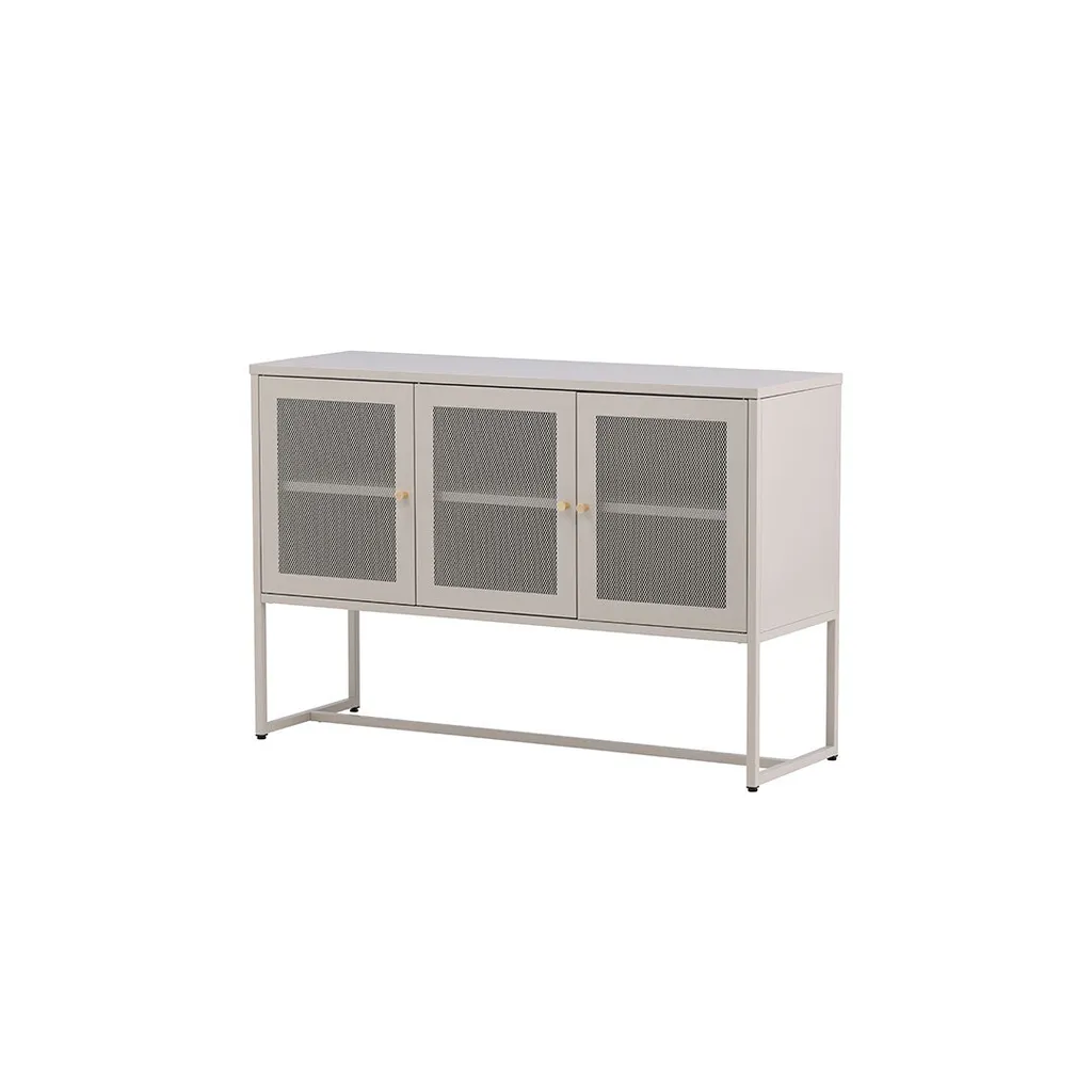 Meuble de Rangement Malla Beige en Métal Perforé au Design Scandinave Pur