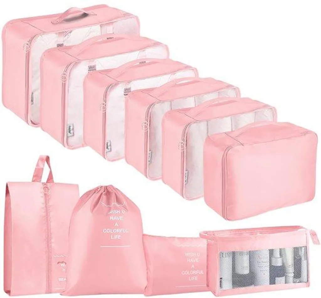 Set de rangement voyage 10 pièces Rose : fini le désordre en valise !