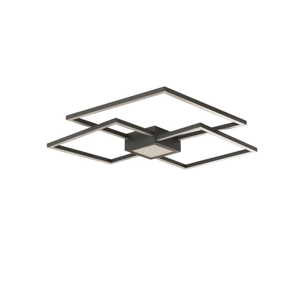 Lindby LED-Deckenlampe Duetto, 65 cm, anthrazit, 38 W, Alu