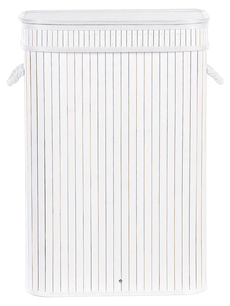 Panier à linge design pour salle de bain en bambou blanc polyvalent