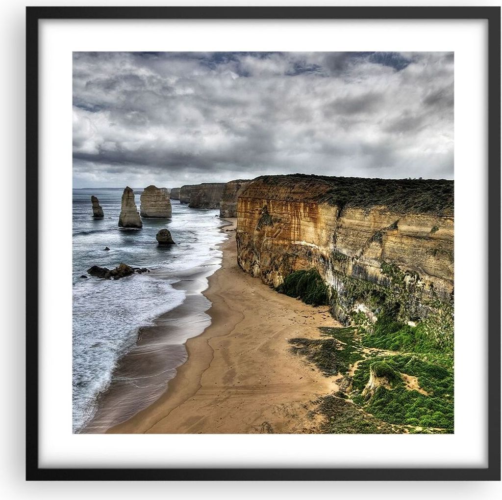 Gerahmtes Poster - Schwarzer Rahmen - Strand Ozean Landschaft - 50x50 cm - Wand Bild - Wanddeko - Wandbilder - Wandposter - Bilderrahmen - Bilder -...