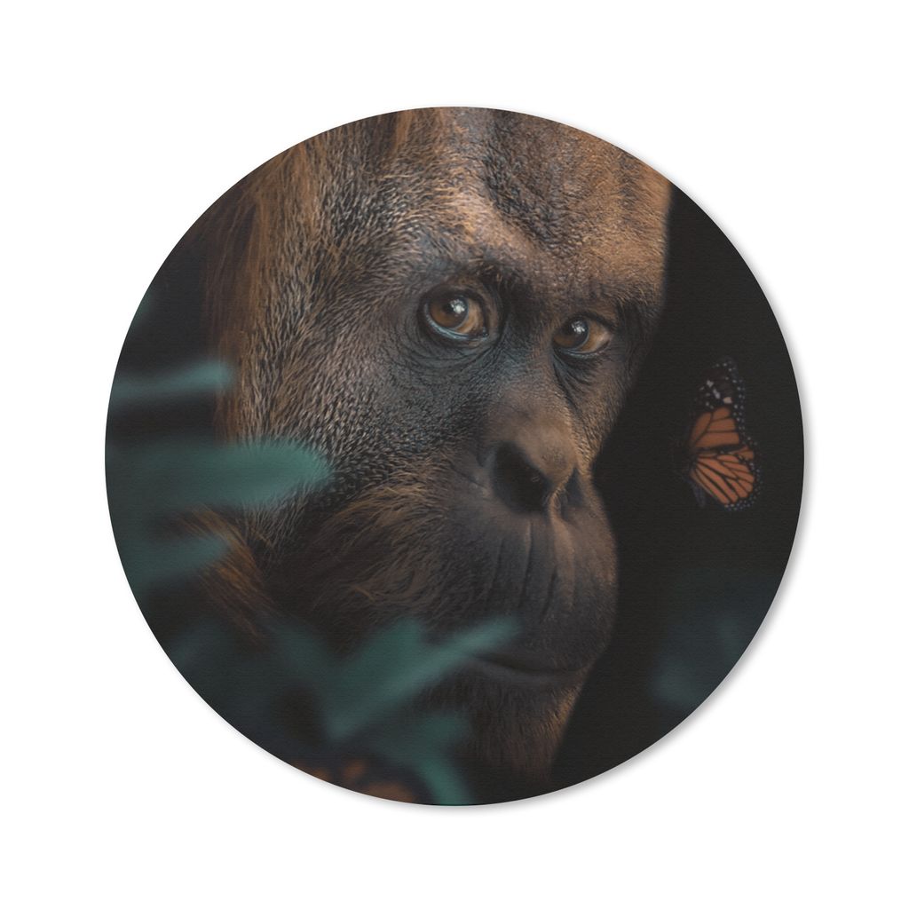 MuchoWow Mauspad Mousepad Schmetterling - Affe - Pflanzen 20x20 cm - Mousepads - Maus Mat - Pad - Mausunterlage - Schreibtischmatte