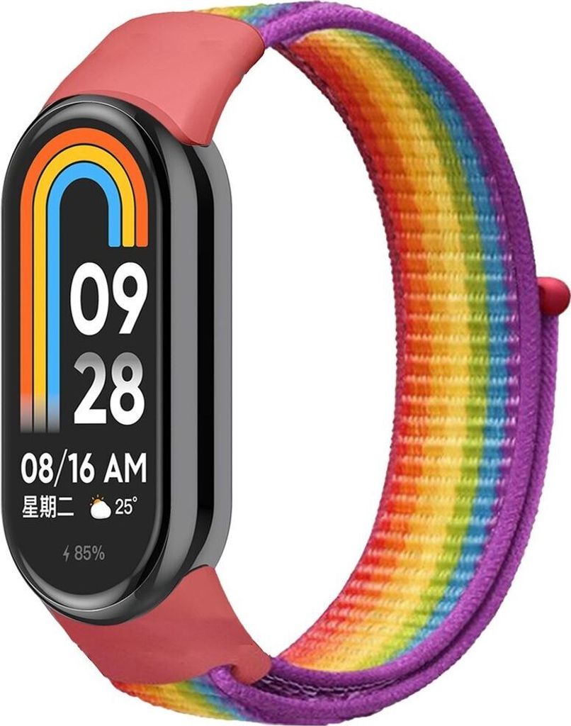 Gewebtes Nylon Loop Uhrenarmband für Xiaomi Mi Band 8, Farbe:Regenbogen