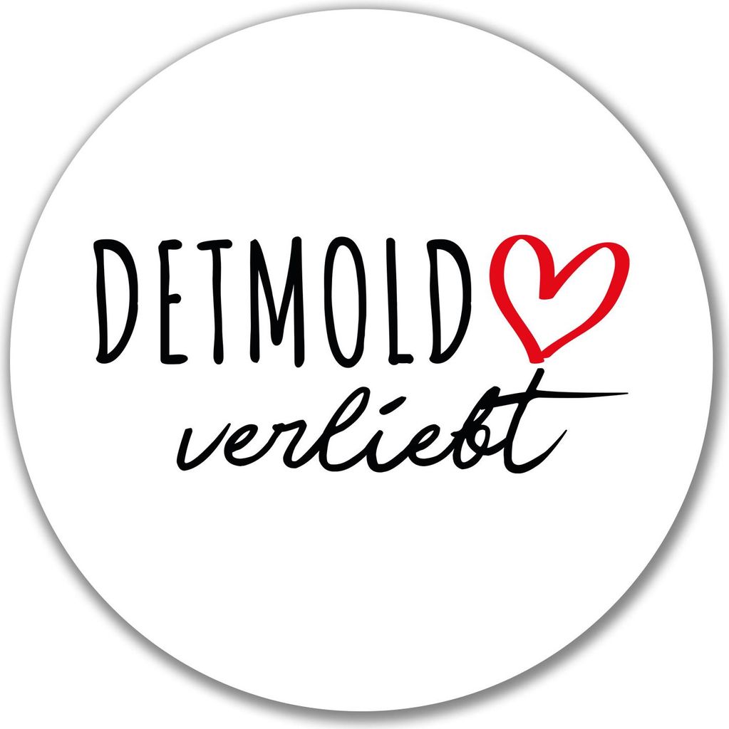 Huuraa Aufkleber Detmold verliebt 10cm rund Sticker Geschenkidee