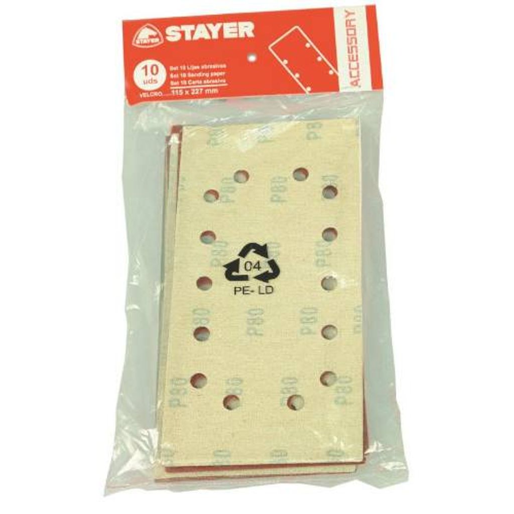 Schleifpapier für LOM 185, 93 x 186 mm - 180er Körnung, 10 Stück, STAYER