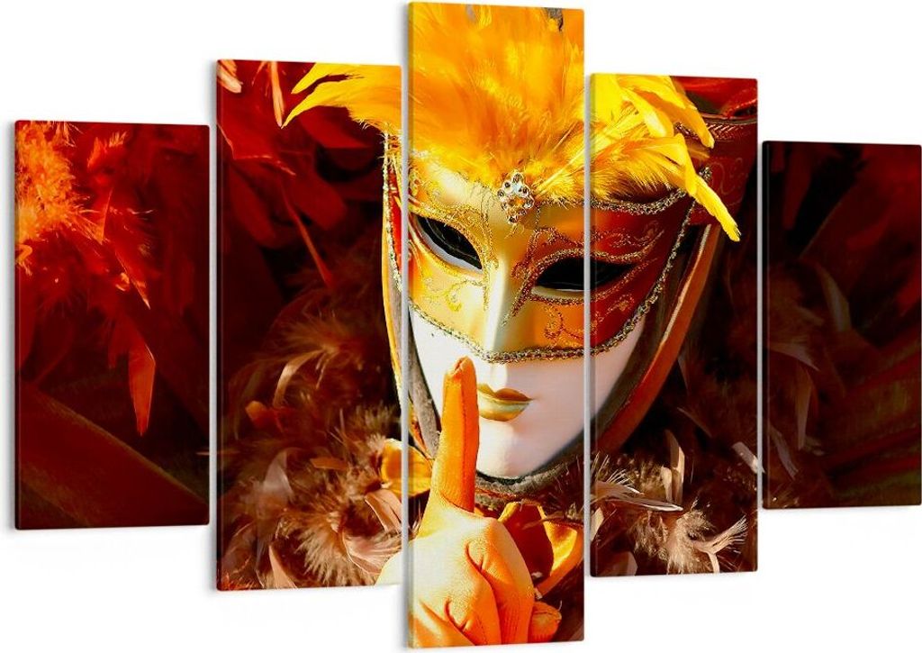 Bild auf Leinwand - Leinwandbild - Venezianische Maske bunt Karneval - 150x100cm - Wand Bild - Wanddeko - Leinwanddruck - Bilder - Kunstdruck - Lei...