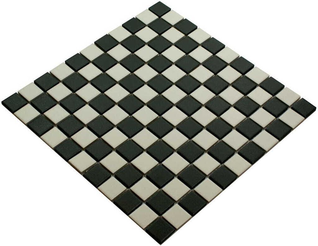 Schwarz-weißes Keramikmosaik, Mosaikfliese für Wand und Boden, matte rutschfeste Fliese
