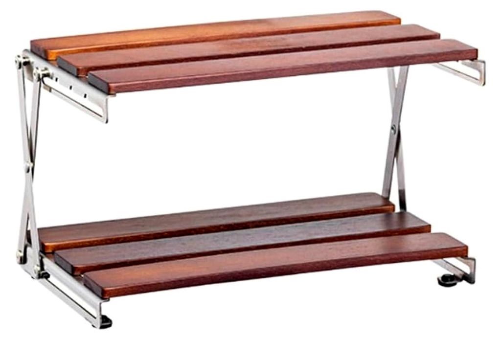 Verstellbares Kaffee-Regal aus Walnussholz: mehrschichtiger, faltbarer Ständer für die Aufbewahrung von Utensilien, stabiler Holz-Organizer mit H...