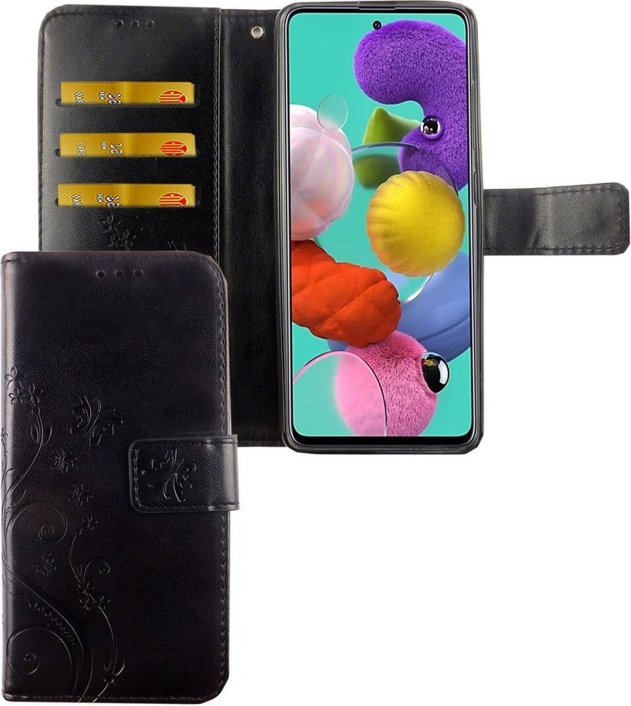 Samsung Galaxy A71 Handy Hülle Schutz-Tasche Cover Flip-Case Kartenfach Schwarz