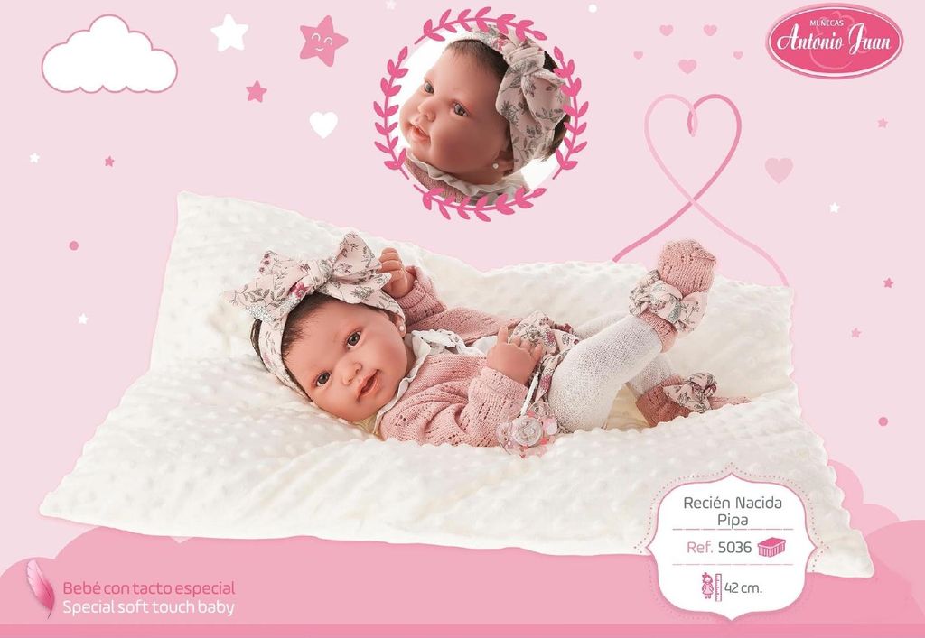 Lalka Recien Nacida Pipa 42 Cm Antonio Juan 50036 Zdjęcie produktu 