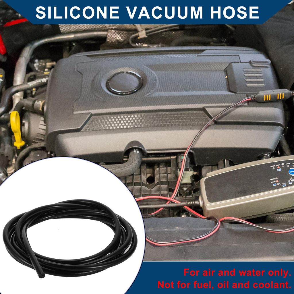 Silikon-Vakuumschlauch für Automobil-Vakuumsysteme Hochtemperatur 6,6ft 1/4" 6mm ID 3,5mm Dicke 1 Stück Schwarz