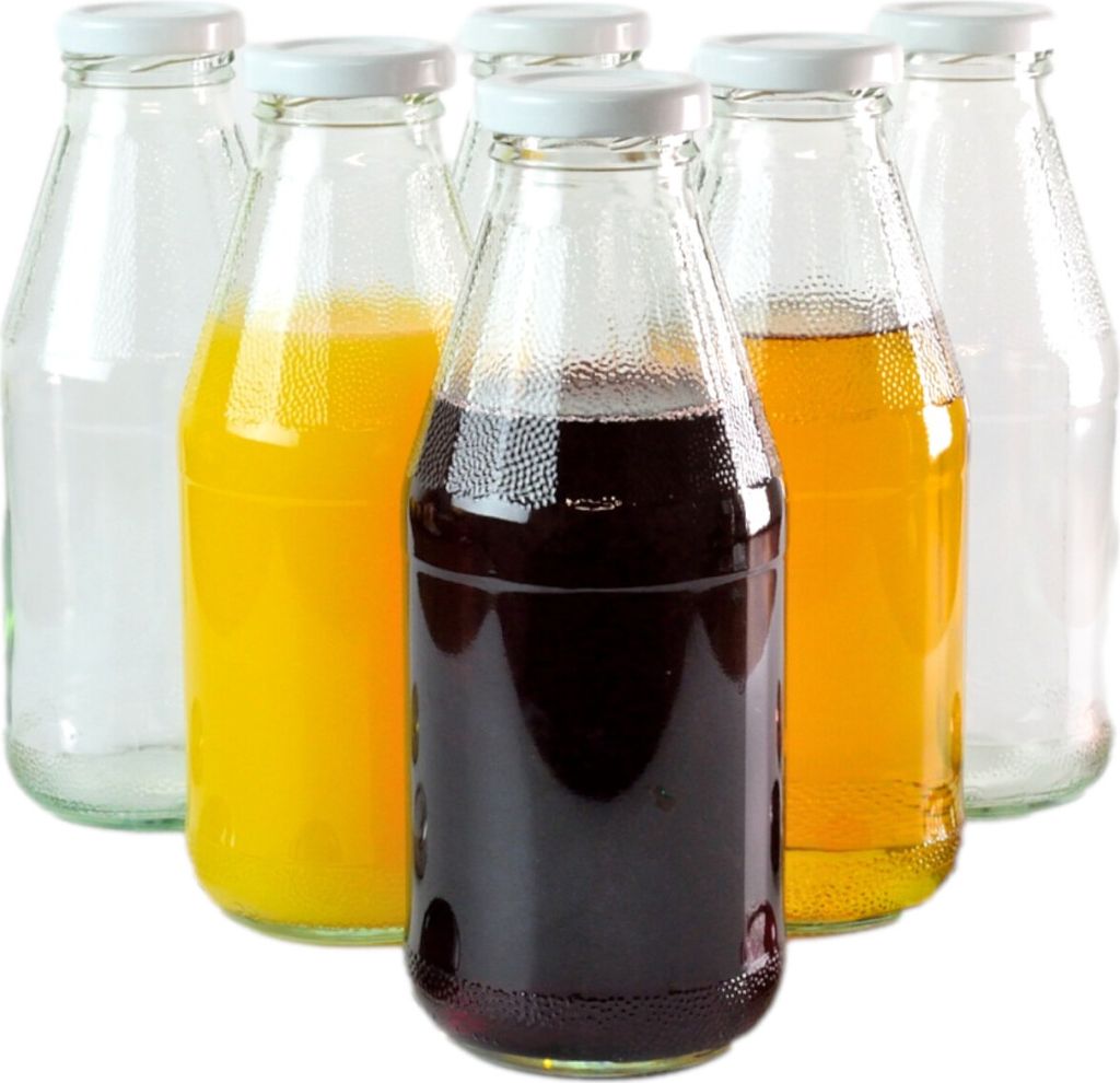 gouveo 6er Set Saftflasche 500 ml mit Schraub-Deckel weiß - Produktbild 