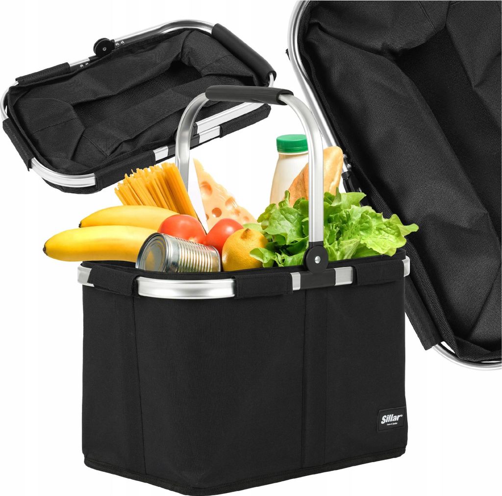 Sillar Faltbarer Einkaufskorb 30 L mit Aluminiumgriff – Produktbild 