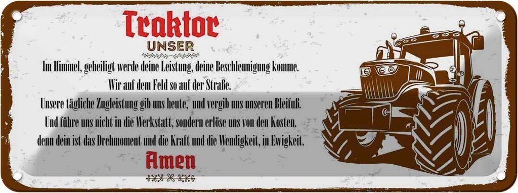 vianmo Blechschild 10x27 cm Traktor unser Amen Spruch Zitat