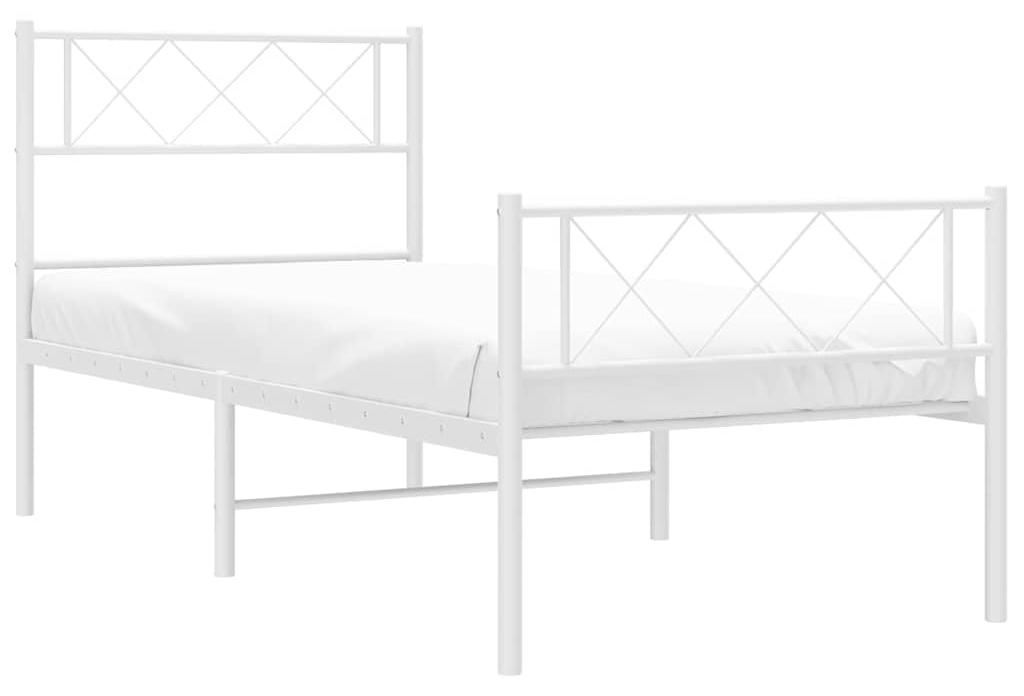 Estructura cama sin colchón con estribo metal blanco Imagen del producto 
