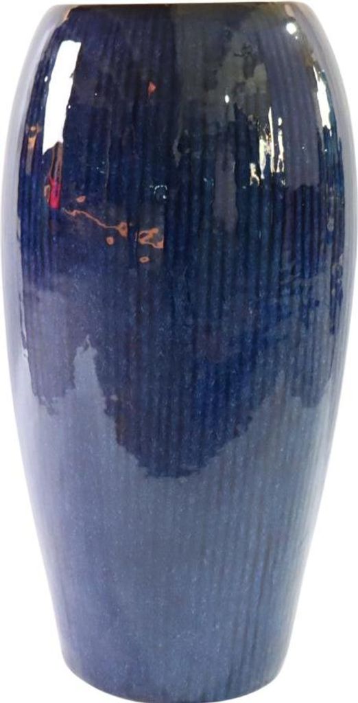 Provencelia Keramik Pflanzkübel Milano Dunkelblau, Ø31 x H61 cm, handgefertigt, glasiert, Outdoor, Terrasse