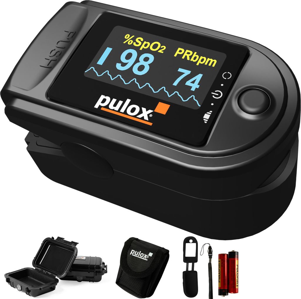 Pulox PO-200 Set - Finger-Pulsoximeter in Schwarz Produktbild 