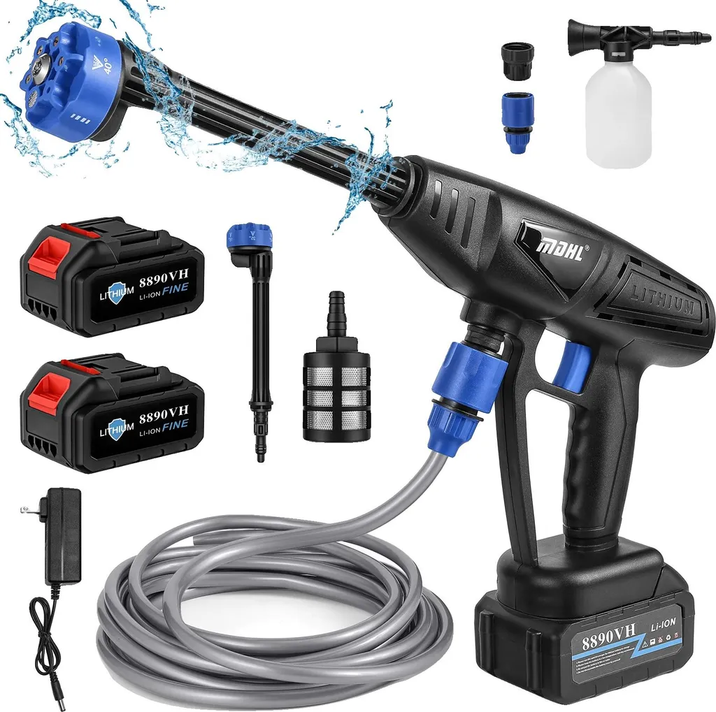 Nettoyeur haute pression pour voiture et terrasse avec 2 batteries UE