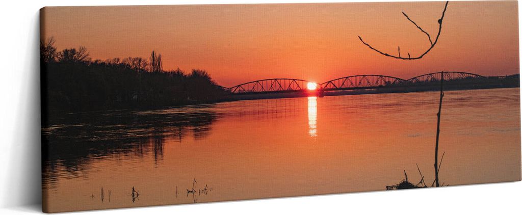 Seelandschaft bei Sonnenuntergang – Leinwandbild Wandbild – 125x50 cm – Leinwandbilder – Wandbilder – Schlafzimmer – Flur