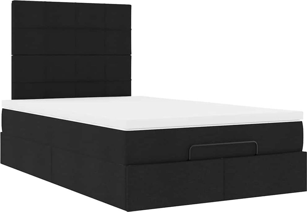 Ottoman-Bett mit Matratze Schwarz 120x190 cm Stoff