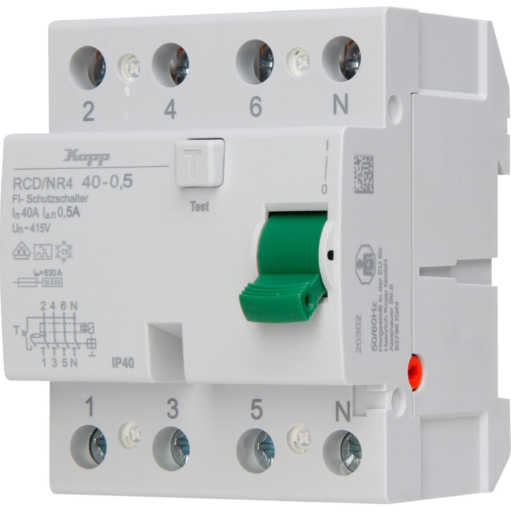 Fi-Schalter Fehlerstromschutzschalter 2/4 polig 16A 25A 40A Kopp 4-polig 40A 0,5A