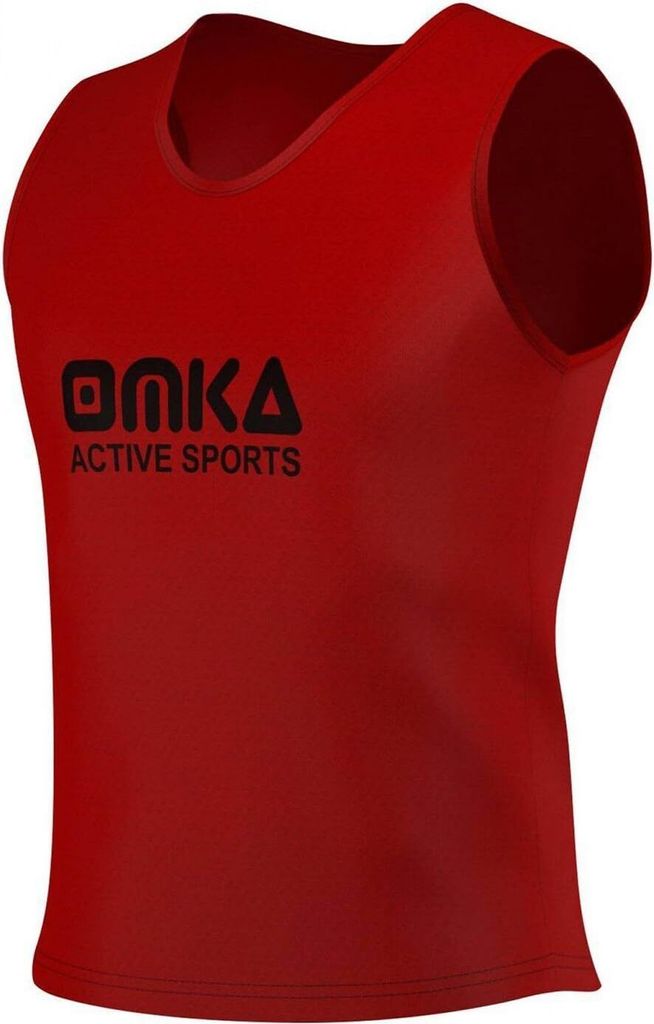 12 Stück OMKA Fußball Leibchen Trainingsleibchen Markierungshemd Fußballleibchen, Farbe:Rot, Bibs:Senior (L)