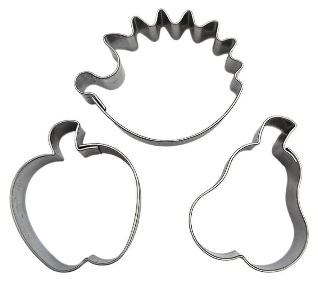 Set van 3 uitsteekvormen: Igel, appel en peer, roestvrij Productafbeelding 