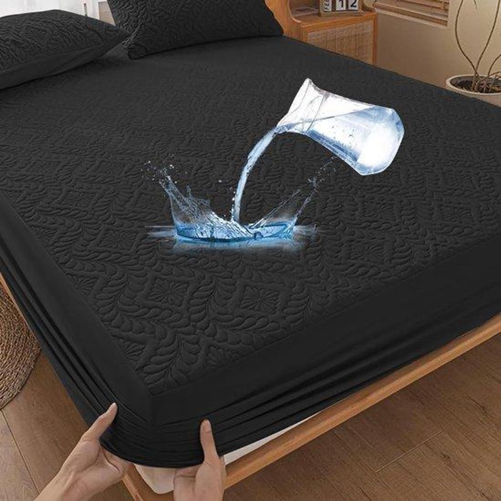 Famanu Matratzenschoner 140x200 cm - Wasserfest, atmungsaktiv, 3D-Muster, schwarz
