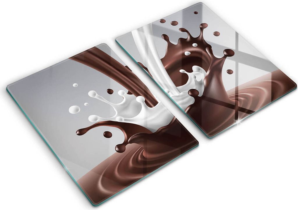 Abdeckung Glas - Küchenabdeckung - 2x40x52 cm - Abdeckplatte -Milch und Schokolade