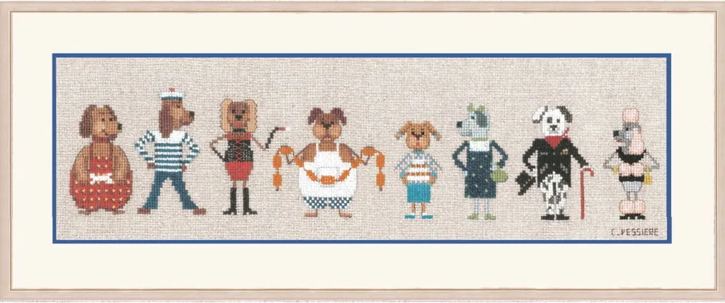 Kit point de croix Le Bonheur des Dames Lustiger Hundefries 33,5x7cm