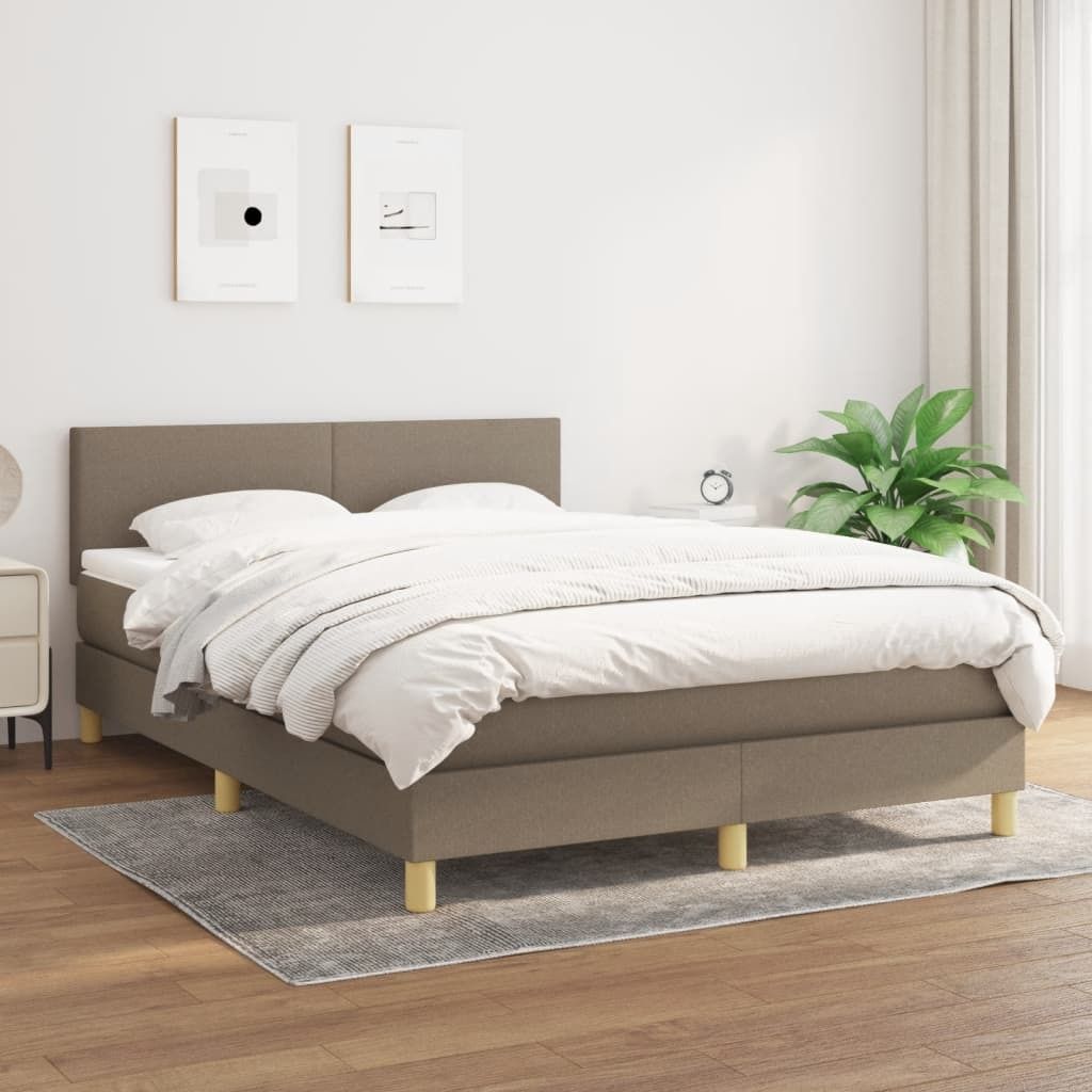 "2026 Promotion" Boxspringbett mit Matratze - Taupe 140x190 cm - Stoff - Polsterbett CC8319