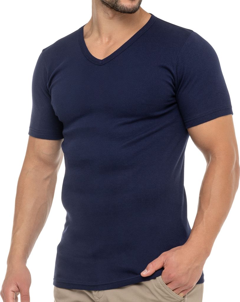 Celodoro T-Shirt Business Mann mit V-Ausschnitt (1 Stück) - Marine