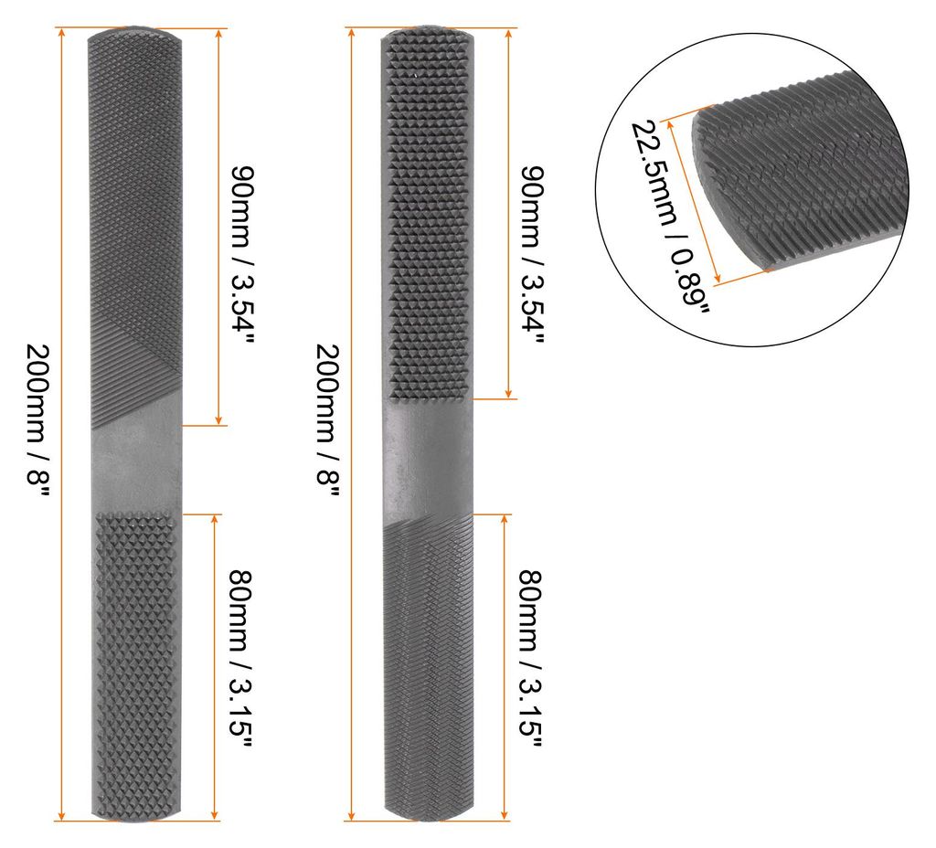 2 Stš¹ck 4-in-1 Feile 80/90mm T12 Kohlenstoffstahl Flach Feilen Werkzeuge 22,5mm Breite 6 Zoll fš¹r Metall Glas Holz Steine Schleifen Polieren ...