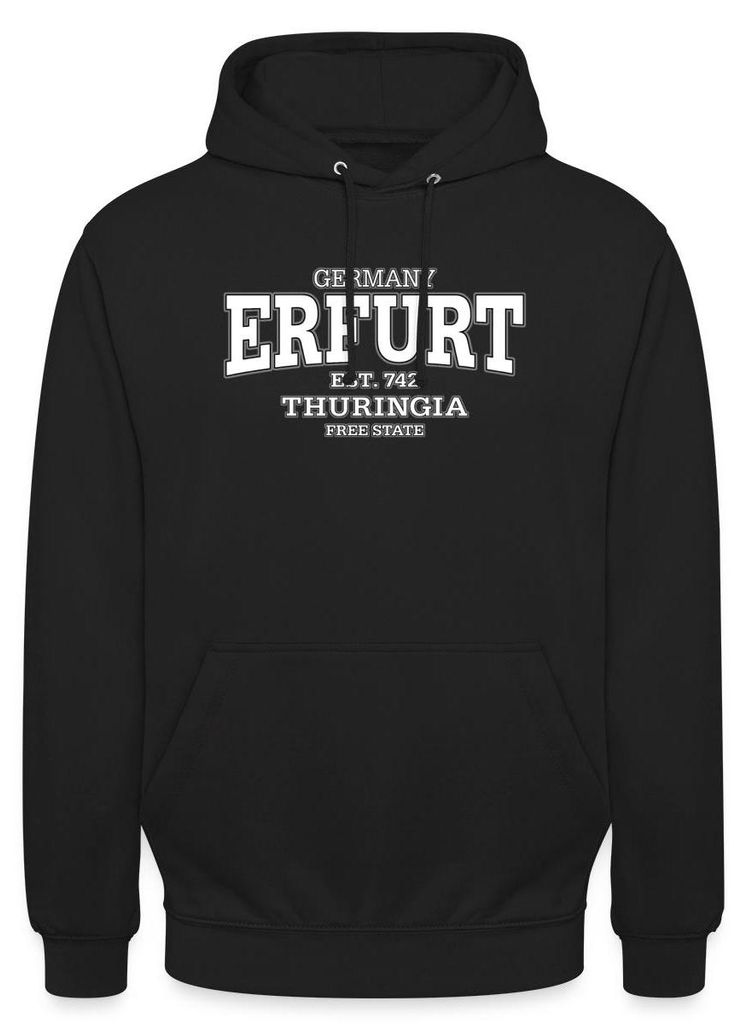 Spreadshirt Erfurt Thüringen Seit 742 Vintage Uni Hoodie, 4XL, Schwarz