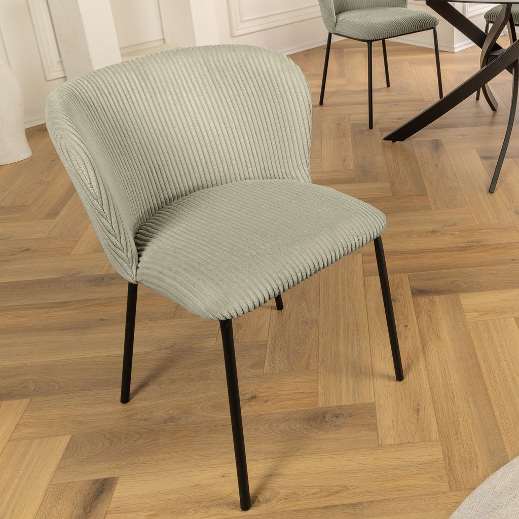riess-ambiente Design Stuhl LYON mint Cord schwarze Metallbeine Esszimmerstuhl Essstuhl