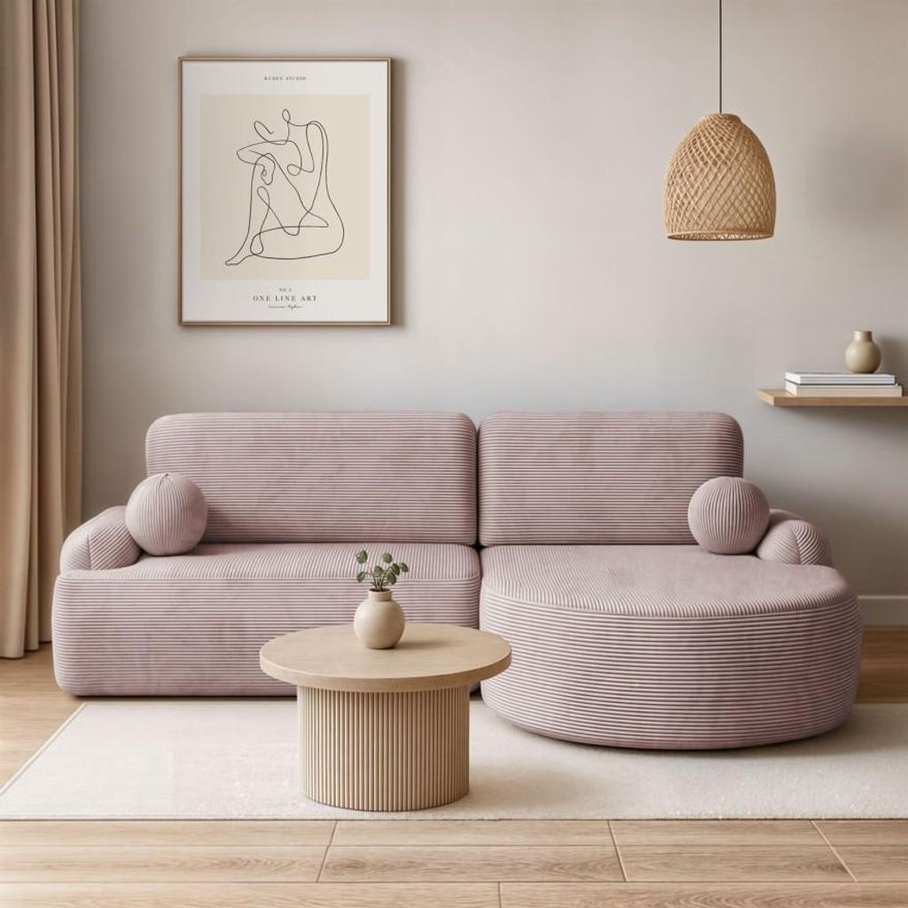 Runder Ecksofa CLEO II mit Schlafunktion rechts - Poso 145