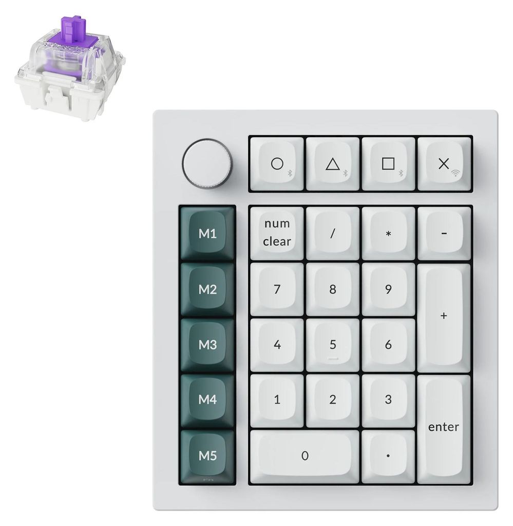 Keychron Q0 HE QMK Wireless Number Pad Kabelloser Magnetisches Numpad, 2,4 GHz/Bluetooth 5.1, Schnelltrigger, RGB, programmierbarer mit QMK, Weiß