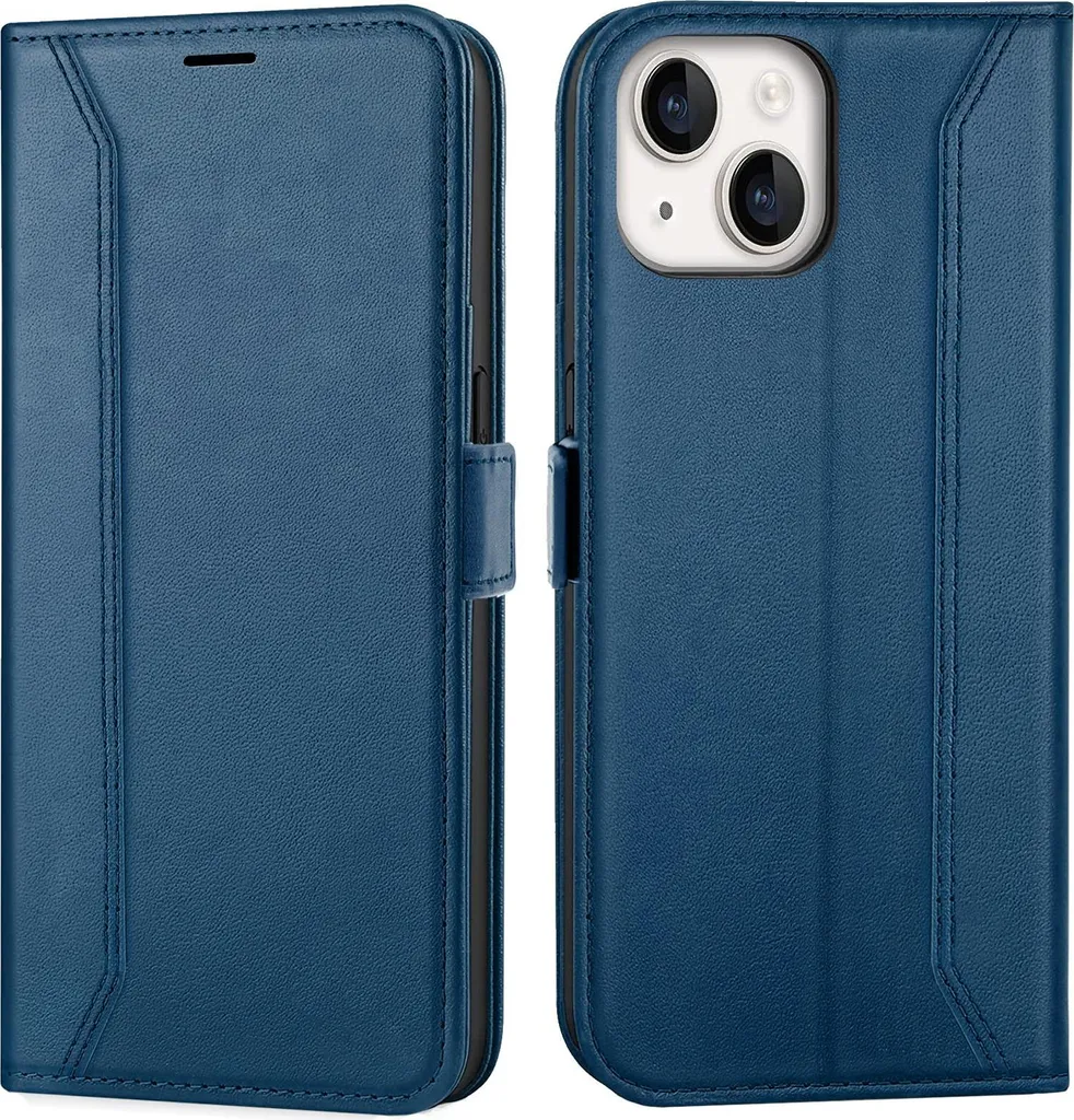 Cover iPhone 14 Plus Blu Flip Case | Custodia Protettiva Magnetica