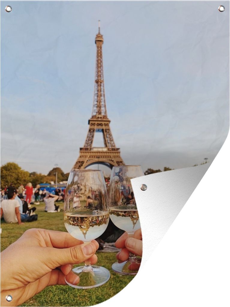 MuchoWow 30x40 cm Outdoor-Poster Gartendeko Sichtschutz Garten Poster für den Garten Champagner auf dem Eiffelturm