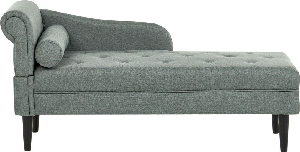 BELIANI Chaiselongue Links Grün Stoff Gepolstert Gesteppt mit Kissen Holzbeinen Moderne Sofaliege Relaxliege Récamiere für Wohnzimmer Schlafzimmer