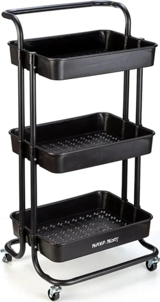 Chariot de Rangement 3 Niveaux Robuste avec Roues Pivotantes 83 cm